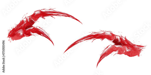 Realistic watercolor illustration of two red crab claws.