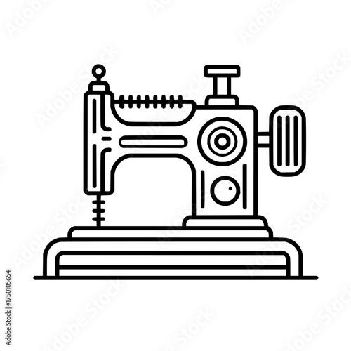 Sewing machine vector illustration tailor equipment fashion design textile craft needlework sew vintage stitch 100