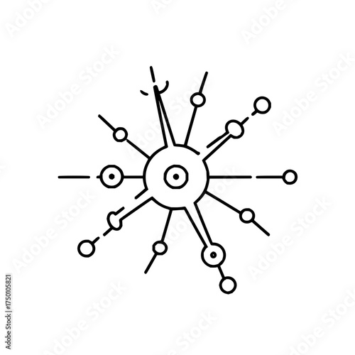 Illustration of a virus cell molecule biology science medical healthcare disease microbiology research pathogen 100