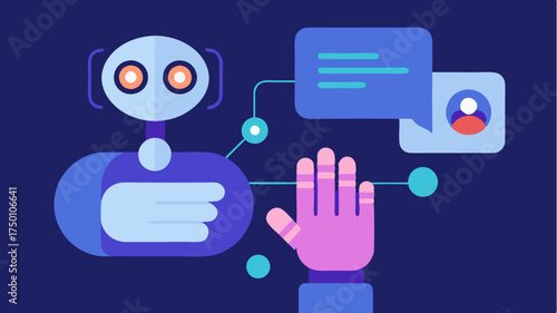 A hand reaching out to interact with a floating translucent chatbot interface highlighting user engagement and accessibility.