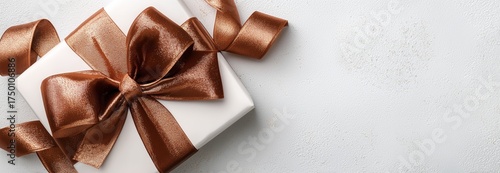 Beautifully Wrapped White Gift Box With a Shiny Brown Ribbon for Any Special ...
