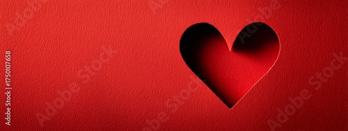 Heart Cutout in Red Paper Creating a Simple yet Striking Design for Celebrati...