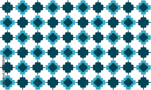 2 layer green Square flower, plus cross grid block arrange in square cross grid seamless Pattern design for fabric printing, vintage patter
