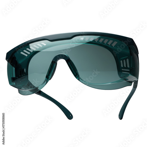 Protective safety goggles with blue lenses for industrial work and sports activities illustration