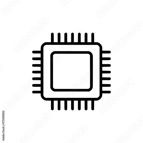 Computer chip processor cpu microchip technology circuit board integrated silicon hardware electronics vector icon