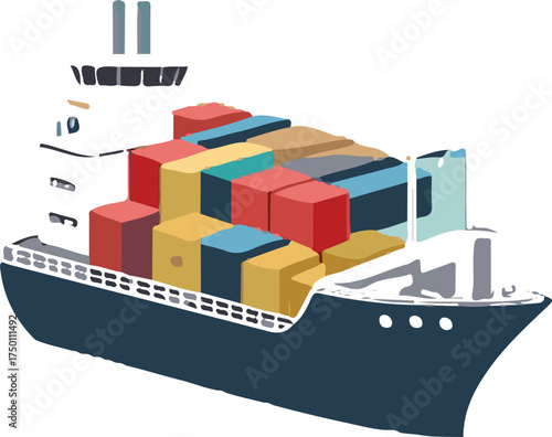 "Vector illustration of a cargo ship with containers for transportation and logistics"