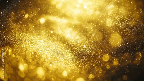 Elegant black background accented with soft glowing gold sparks creating shimmering bokeh effect