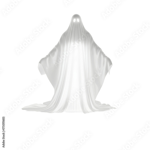 3D Render Ghost Apparition Rising Action Ethereal Phantom Horror Neon Isolated PNG on isolated transparent background