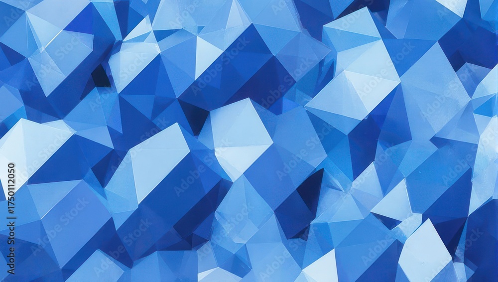 Obraz premium Abstract blue 3D polygonal shapes creating a textured, crystalline-like background