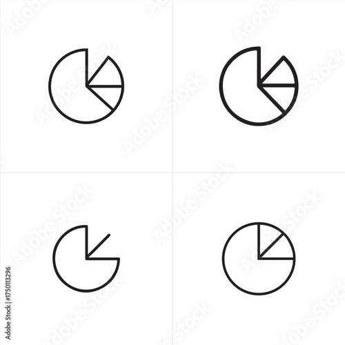 Vector art of four different pie chart icons
