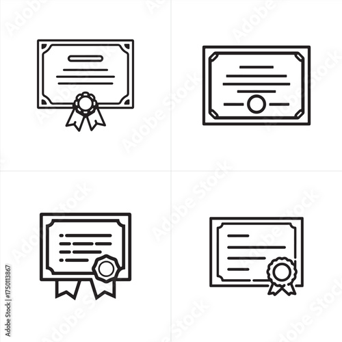 Vector art of four certificates in a grid