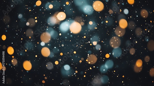 Black background softly illuminated by falling gold sparks creating elegant festive reflection