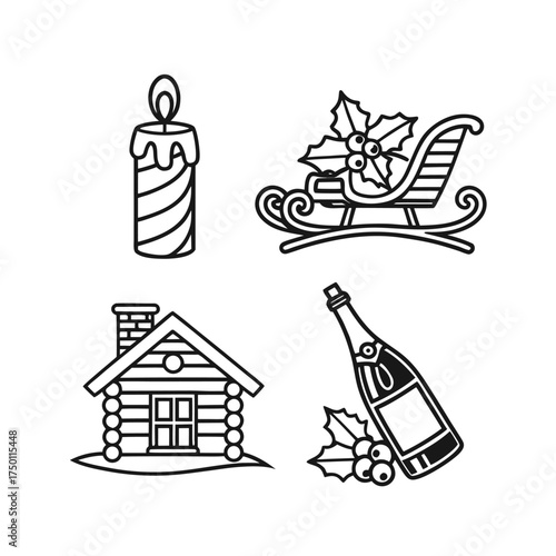 Vintage building outlines architectural design elements set for graphic projects isolated on transparent background