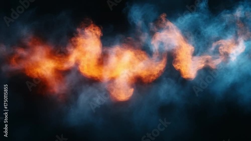 Abstract Energetic Smoke Cloud Simulation with Fire and Water Elements in Motion