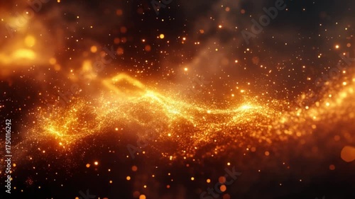 Abstract Golden Particle Stream Flowing Through Dark Space Animated Background