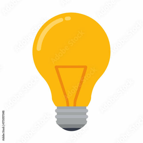 Bright Lightbulb Idea Symbol in Flat Design