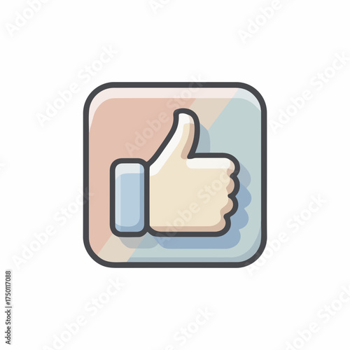 Monoline Thumbs-Up Icon in Flat Design