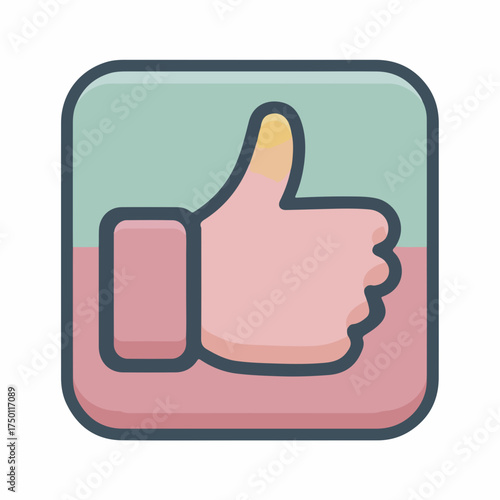 Monoline Bold Thumbs-Up Flat Icon Design