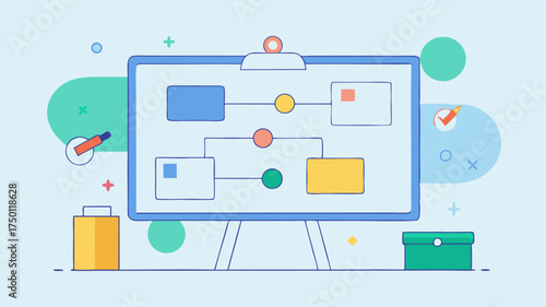A stylized representation of a virtual whiteboard filled with diagrams notes and doodles showcasing collaborative learning during a remote session.