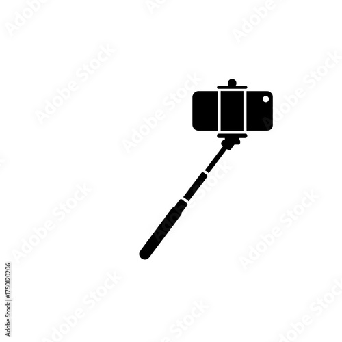 Selfie stick with smartphone icon for photography or travel use