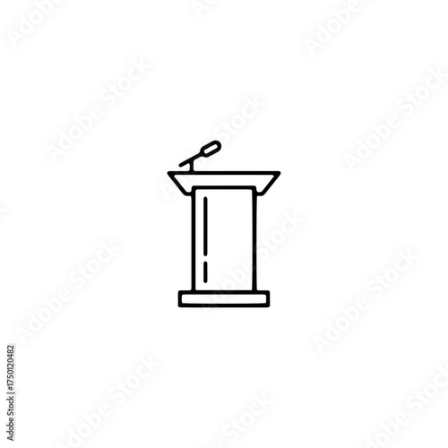 Podium with microphone icon flat vector design.