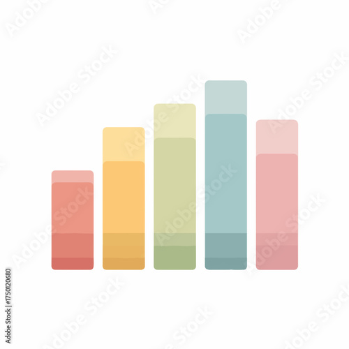 Minimalist Colored Bar Graph Icon Vector