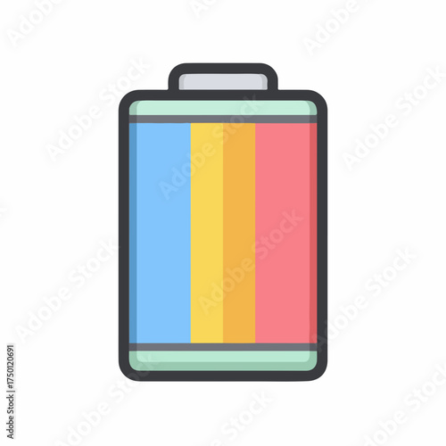Minimalist Battery Icon Design in Flat Style
