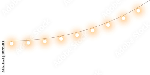 Foto Warm glowing string lights or christmas fairy lights overlay with soft warm whit