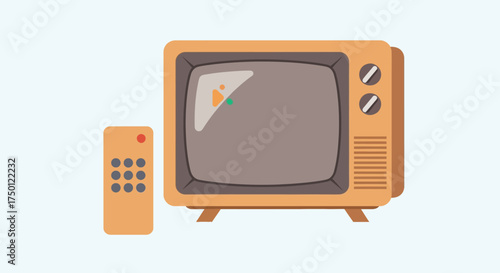 Retro Television Icon Vintage TV with Remote Control - Broadcasting and Entertainment Concept