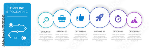 Progress bar featuring 6 arrow-shaped elements, symbolizing the six stages of business strategy and progression. Clean timeline infographic design template. Vector for mobile presentation.