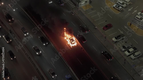 Car burning on the street