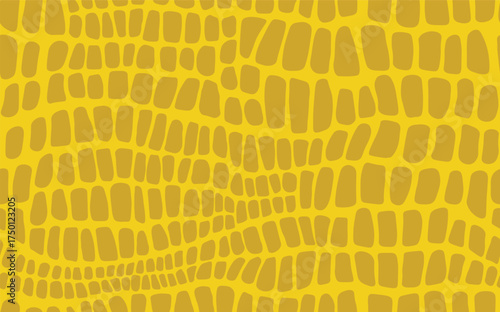 Abstract modern crocodile leather seamless pattern. Animals trendy background. Yellow decorative vector illustration for print, fabric, textile. Modern ornament of stylized alligator skin.