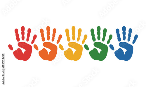  Five Handprint Silhouettes — Bright Flat Vector illustration Pack, easily editable
