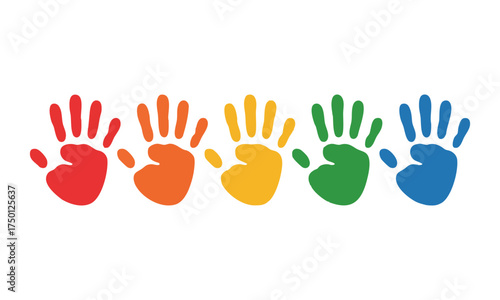 Children’s Paint Hand Marks — Clean Modern Vector illustration, easily editable