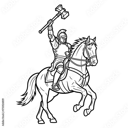Knight Warrior on Horseback Holding a Battle Axe.