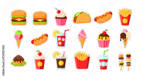 Collection of Delicious Fast Food Treats and Refreshing Drinks for a Fun Mealtime Experience