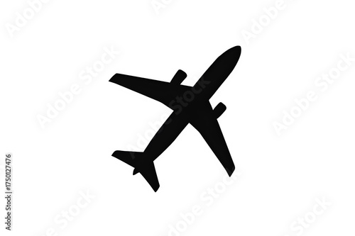 Silhouette of an airplane in flight isolated on transparent background