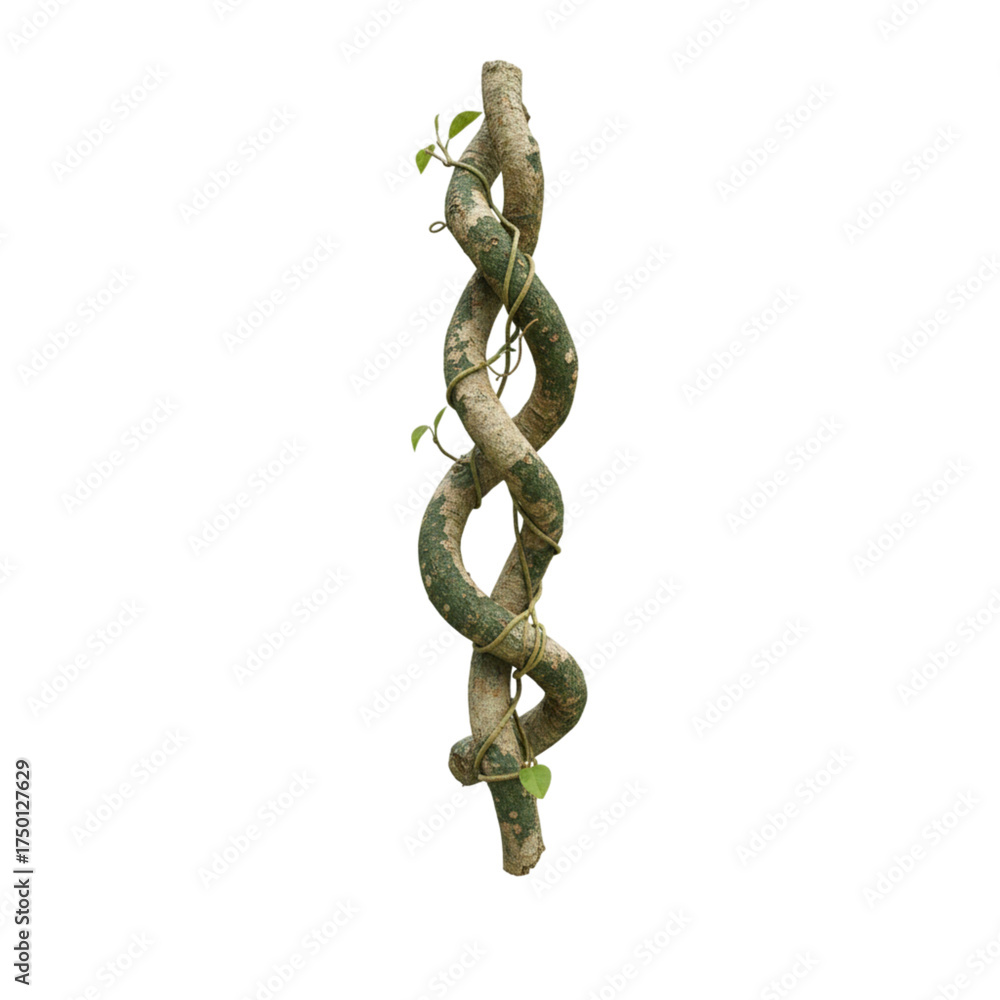 Obraz premium Enchanting twisted vines with lush green leaves, a touch of wilderness for your designs, perfect for nature-inspired themes, create captivating visuals, bring the forest to your project