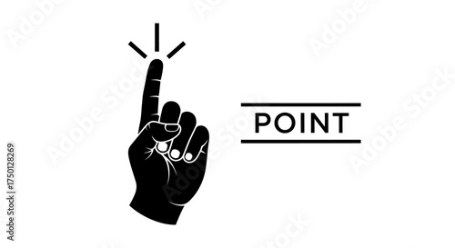 Demonstration of a Hand Index Finger Pointing Upward with the Word Point Below a Horizontal Line