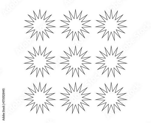 Wallpaper Mural Star Shape Outline Collection Black Color Elements Creative Design Vector Illustration Torontodigital.ca