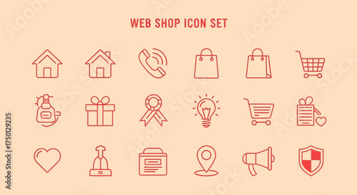 A Comprehensive Set of Simple Line Icons Representing Online Shopping and E-commerce Elements