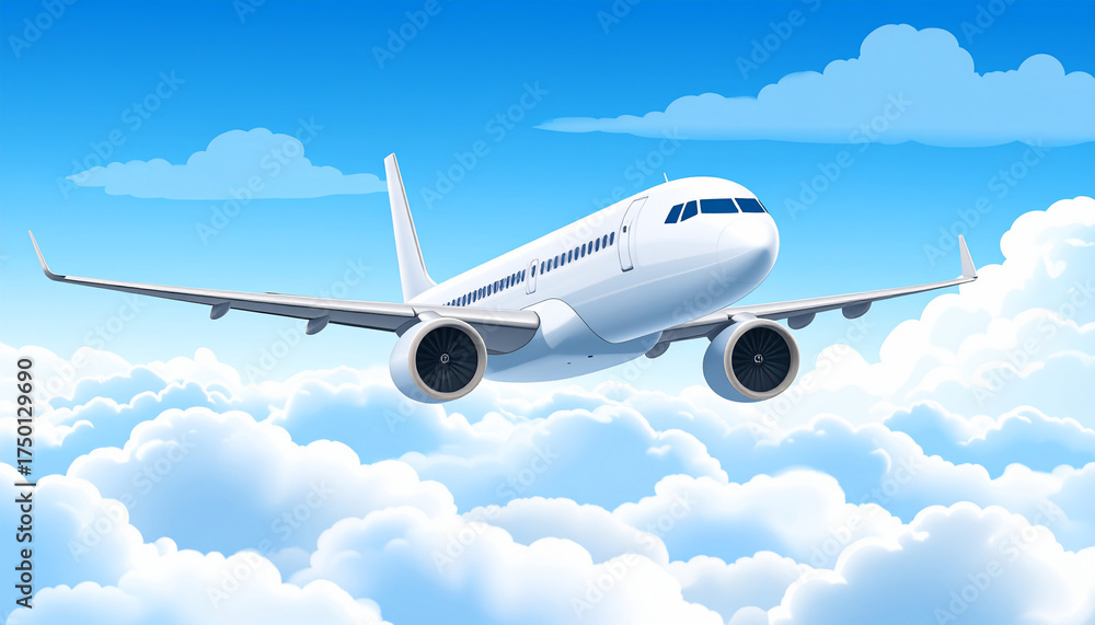 Obraz premium Airplane Flying in the Clouds