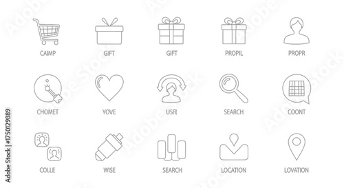 A Collection of Simple Line Art Icons Representing Various Shopping And E-commerce Related Concepts Useful For Web And App Design Projects