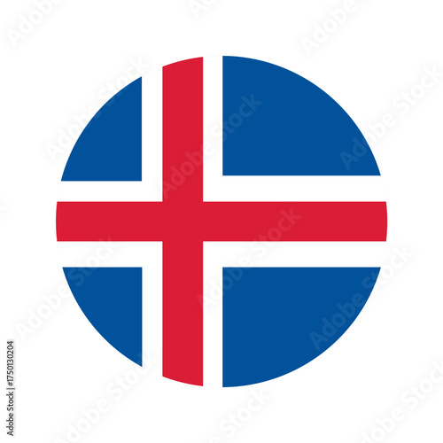 National flag of Iceland. Icelandic flag shaped as circle. Vector illustration.	
