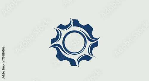Blue Gear with Sun-like Design: A Symbol of Innovation.