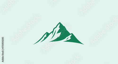 Green Mountain Peaks: A Minimalist Nature Icon.