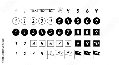 A Collection of Hand Drawn Numbers Symbols and Icons Showcasing Various Styles and Formats For Design Projects
