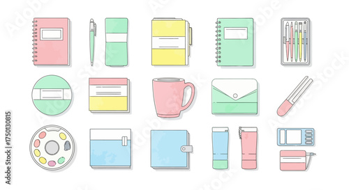 A Collection of Cute Pastel Colored Stationery Items for Organization and Note Taking