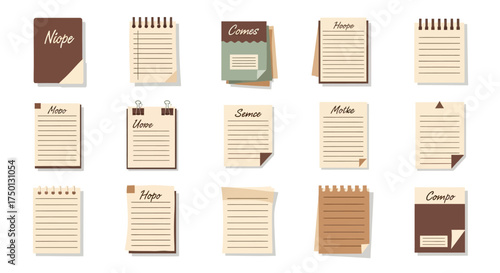 Collection of Various Paper Notepad and Document Icons for Design and Productivity Applications