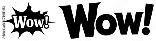 WOW! comic exclamation text burst – retro pop art speech bubble big wow lettering sticker